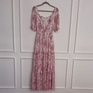 Baltic Born Pink and White/pink Floral Tiered Maxi Dress